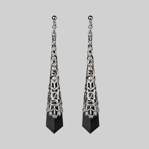 Elegant Silver and Black Drop Earrings
